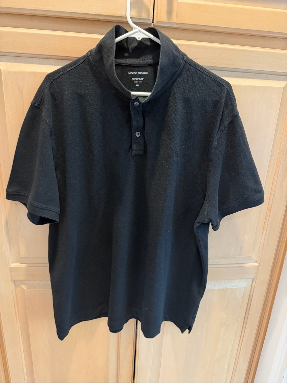 Banana Republic Black Short-Sleeve Pique Polo XL